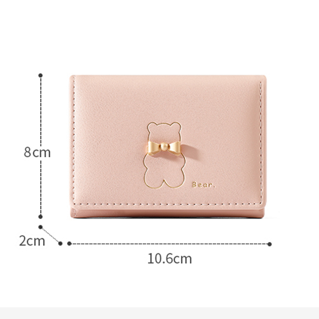 Ví Nữ Cầm Tay Mini Gấp Gọn Họa Tiết Gấu Nơ ( mã Y8354 )