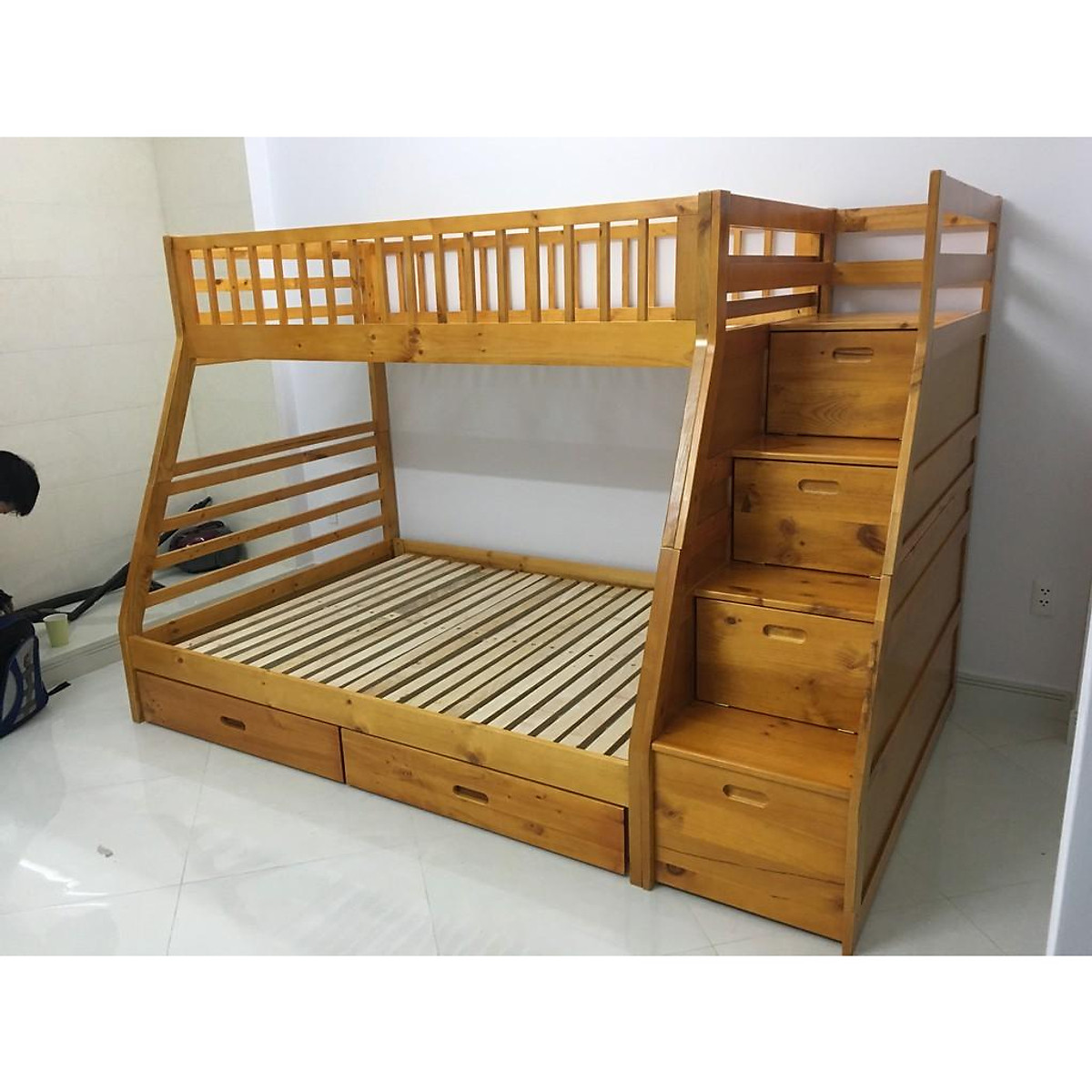 Giường 2 tầng belle espirit gỗ tự nhiên cao cấp - vàng gỗ