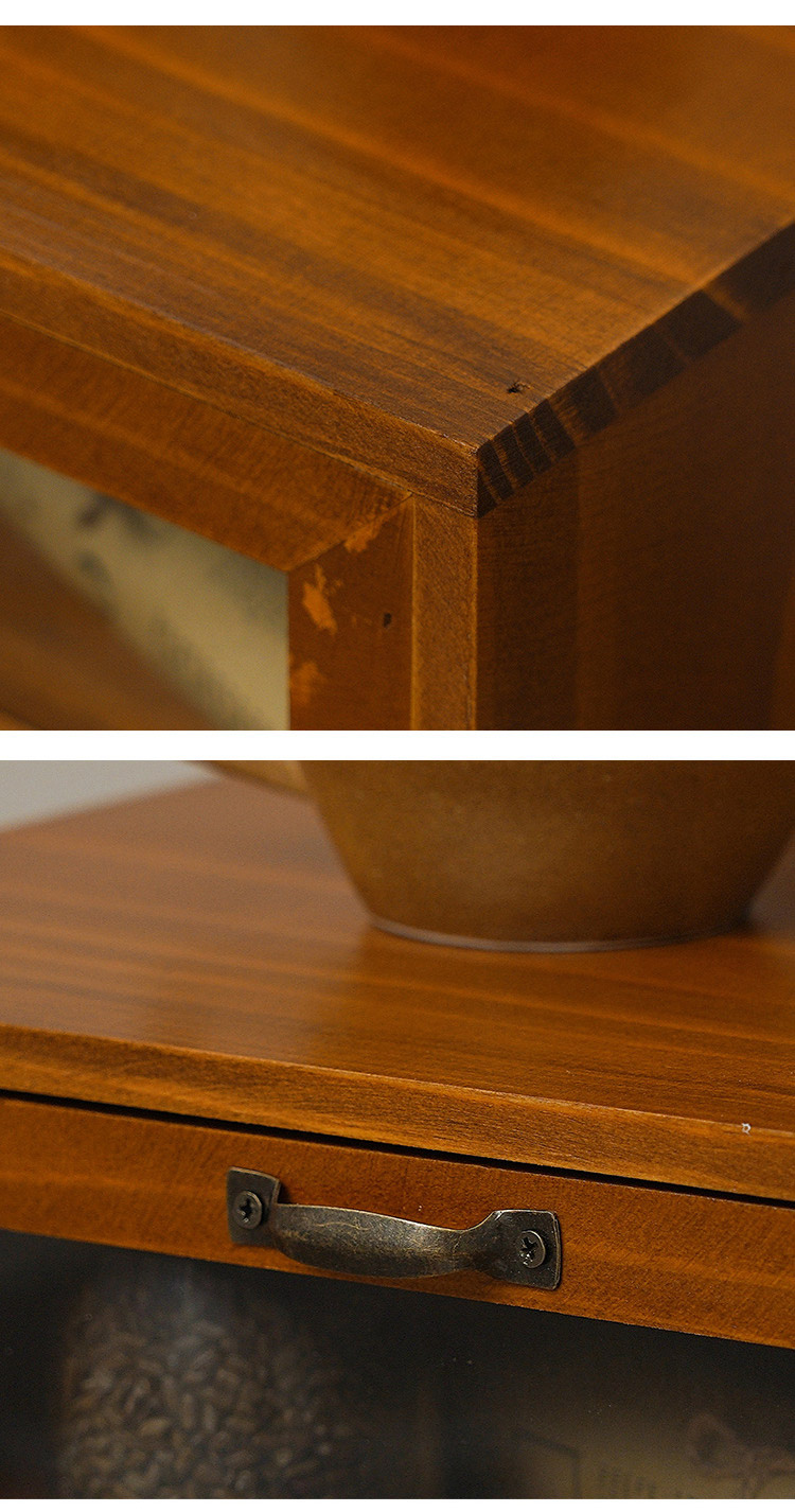 Chinese style solid wood drawer type retro computer elevated shelf desktop storage box cosmetics office desk shelf