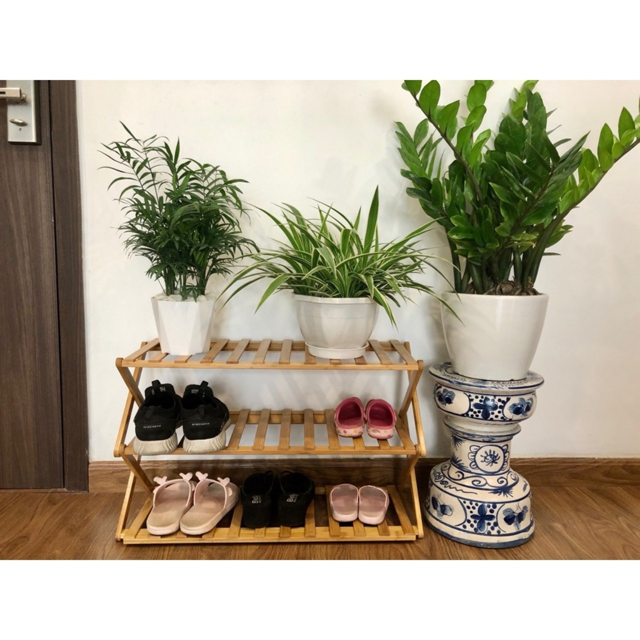 Kệ giày xếp gọn, đa năng nhiều tầng gỗ tre