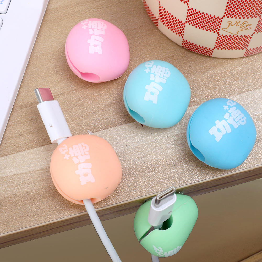 10/20Pcs Creative Wooden Fish Cable Organizer Multifunction Desktop Data Cord Winder Silicone USB Wire Storage Clips