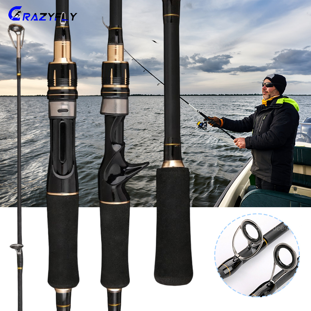 Crazyfly 1.65/1.8m Curve Straight Handle Hand Short Joint Fishing Rod Ship  Fishing Rod Novice Pole CF-MY