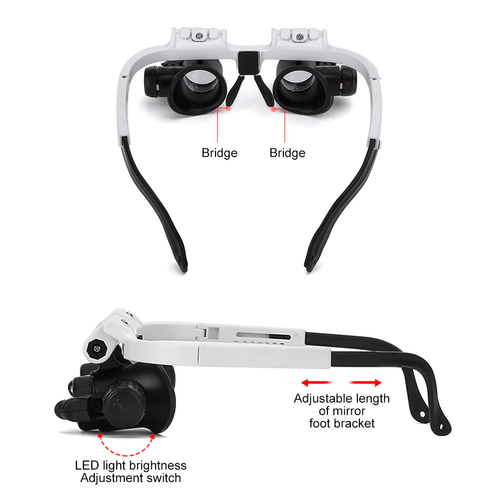 PANTHON LED Headband Glasses Magnifier 8X 15X 23X Craft Reading Magnifying Glass With Light Magnifying Lens Mirror loupe Repair Tool