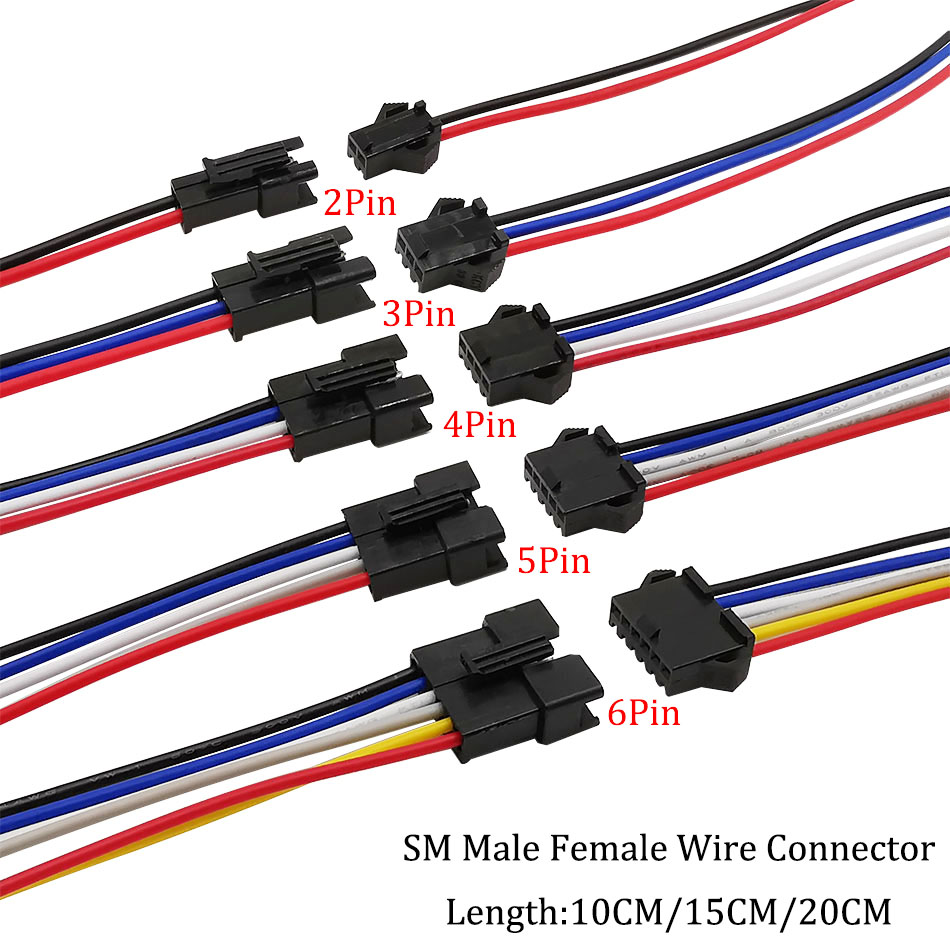 5pair/10pcs%20Sm%20Jst%20Led%20Connector%20Cable%202/3/4/5/6%20Pin%20Plug%20Socket%20Male%20Female%20Wire%20Connector%20For%20Rgb%20Rgbw%20Led%20Strip%20Adapter%20-%20Image%206