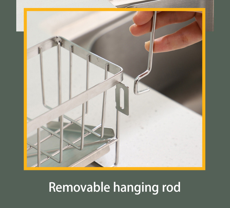 Stainless steel sink kitchen multifunctional shelf table sponge rag drain storage rack Save space