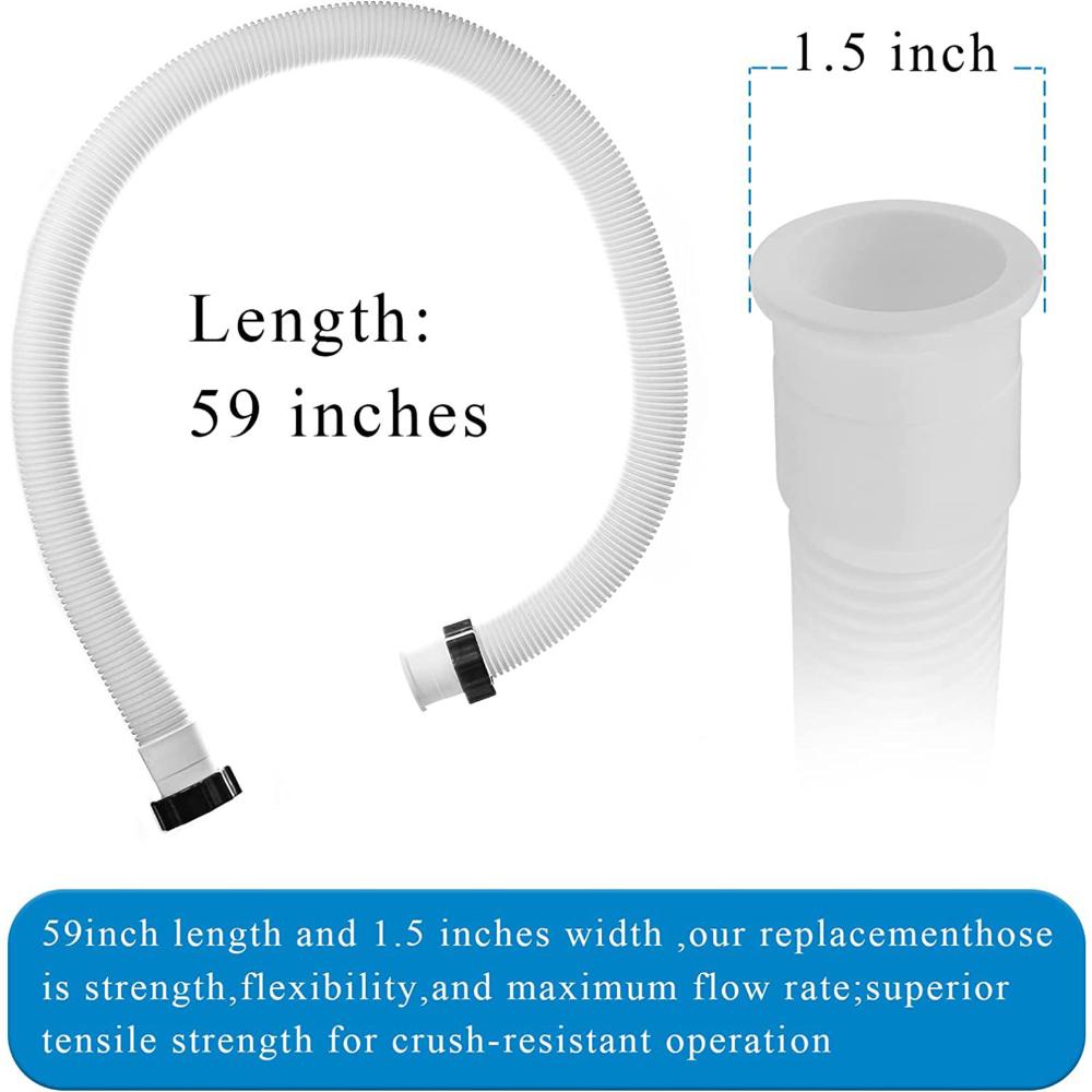 150cm Thread Connection Pump Hose with Type B Adapter Pool Sand Filters Hose Replacement Leakproof Easy To Install Accessories for INTEX