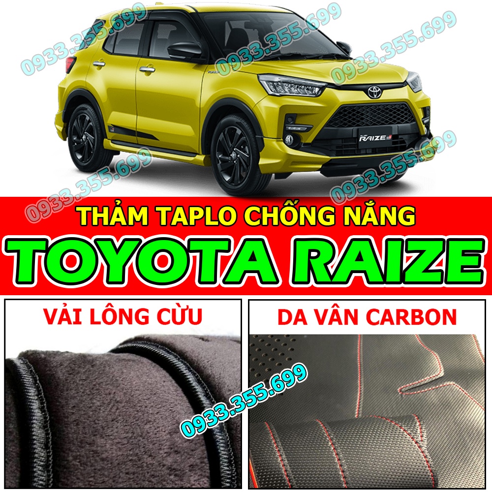 Thảm taplo toyota raize bằng nhung lông, da vân carbon, da vân gỗ 2021 2022 2023 2024 2025 2026+
