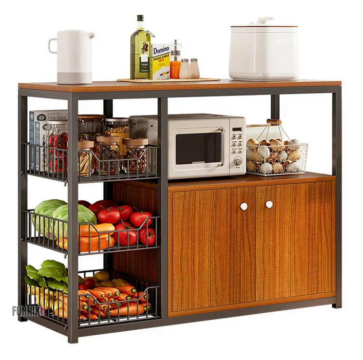Modern Multi-Tier Kitchen Storage Rack with Cabinet Doors – Space ...