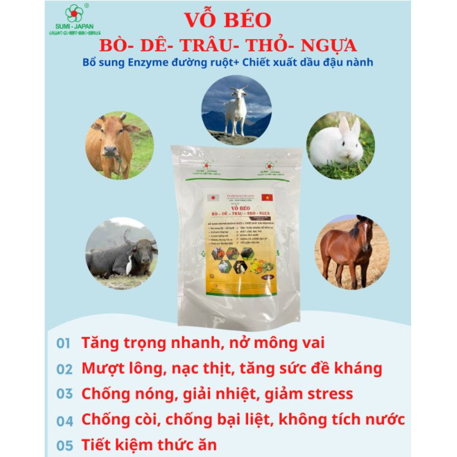 VỖ BÉO  BÒ- DÊ- TRÂU- THỎ- NGỰA