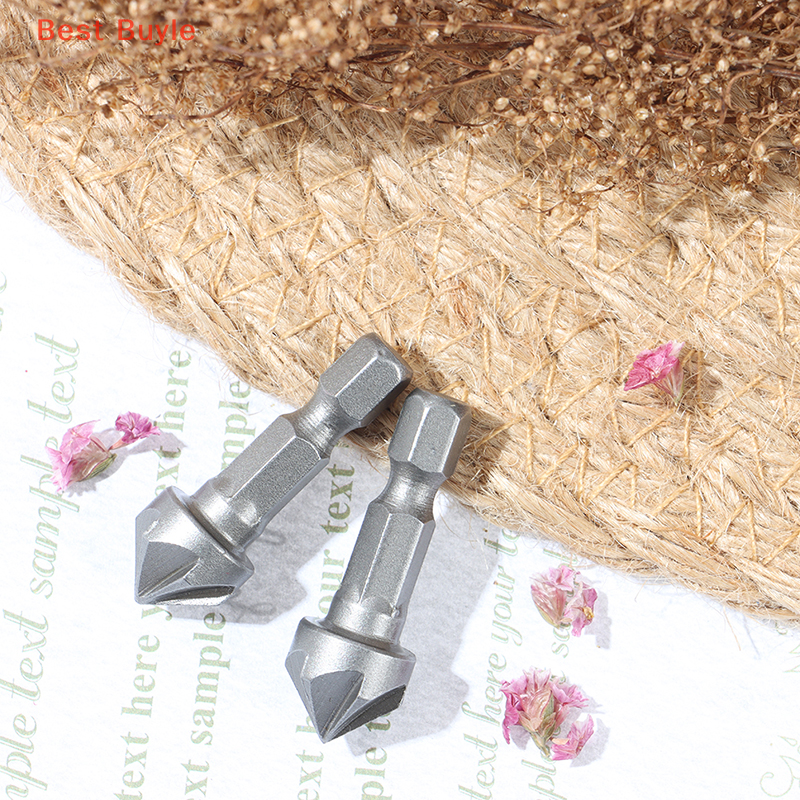 Best Buyle [Veli shy] 6 Flute Countersink Drill Bit Chamfer Cutting Woodworking Tool hexagon handle