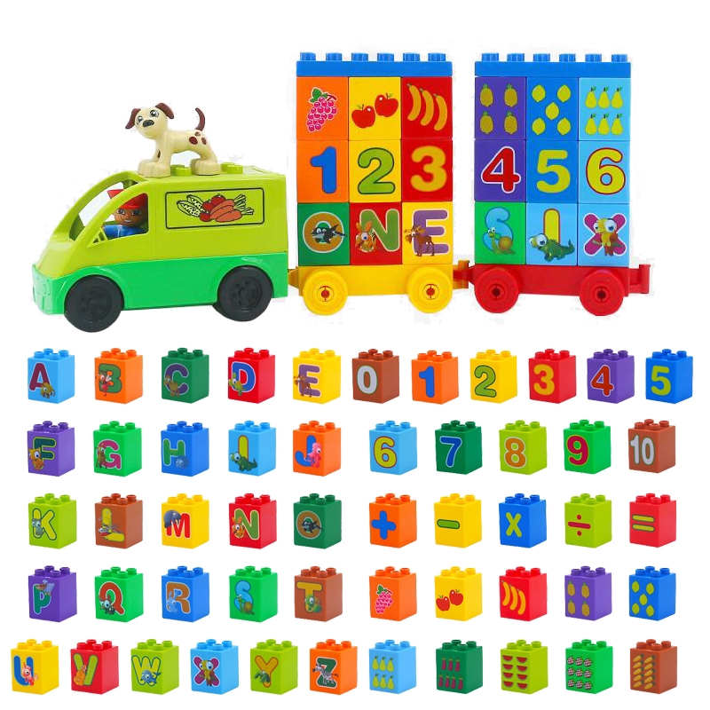 26 chiếc diy số chữ bảng chữ cái hạt lớn xây dựng phụ kiện tương thích với duplo đồ chơi dành cho trẻ em