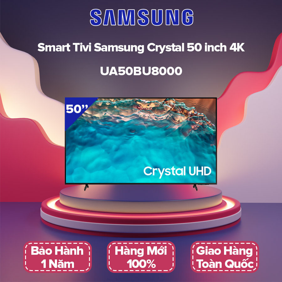 Smart Tivi Samsung Crystal 50 inch 4K - Model 50BU8000 Điều khiển giọng nói, Bluetooth, HDR10+, UHD Dimming, Contrast Enhancer, Motion Xcelerator,Tivi Giá Rẻ - Bảo Hành 1 Năm