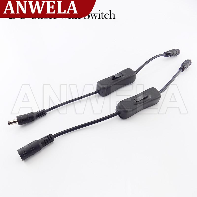 Adapter Connector Cable Female To Male Power Cord Switch DC Jack For RGB Controller LED Strip CCTV Security Camera