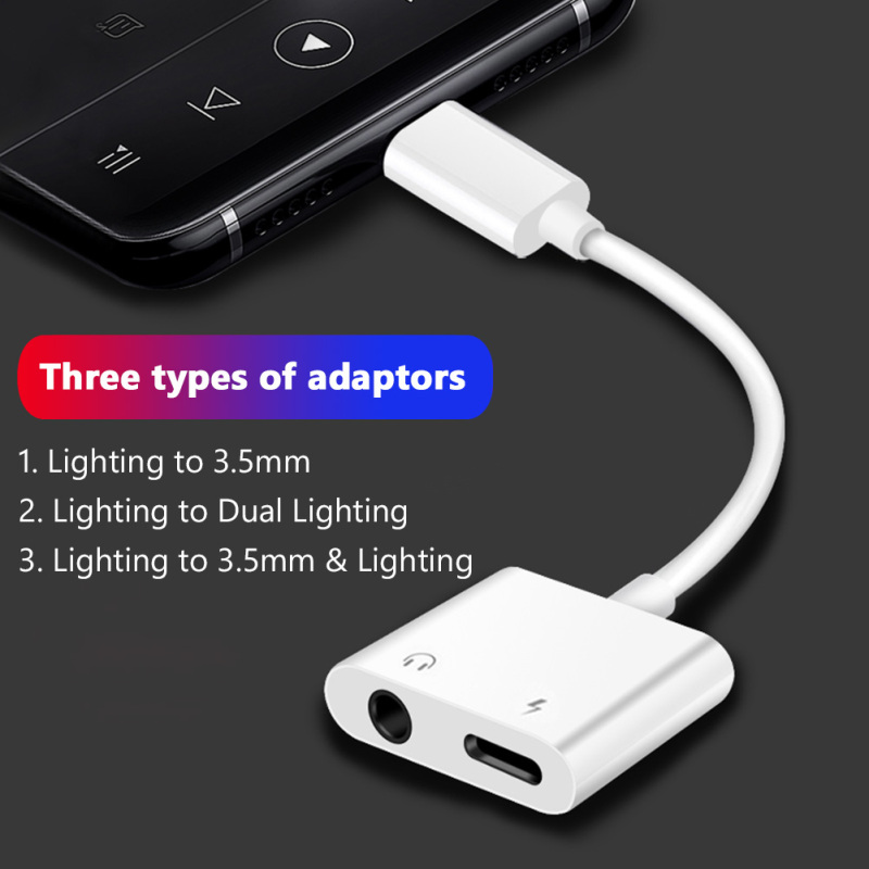 Mobile Audio Adapter 3.5mm Jack Headset Charging Connector Adapter Cable For Iphone