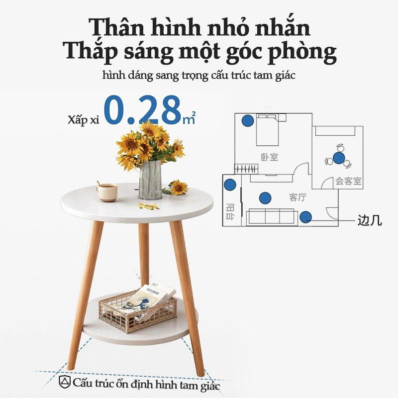 Bàn trà sofa hình tròn, nhiều kích thước và chiều cao