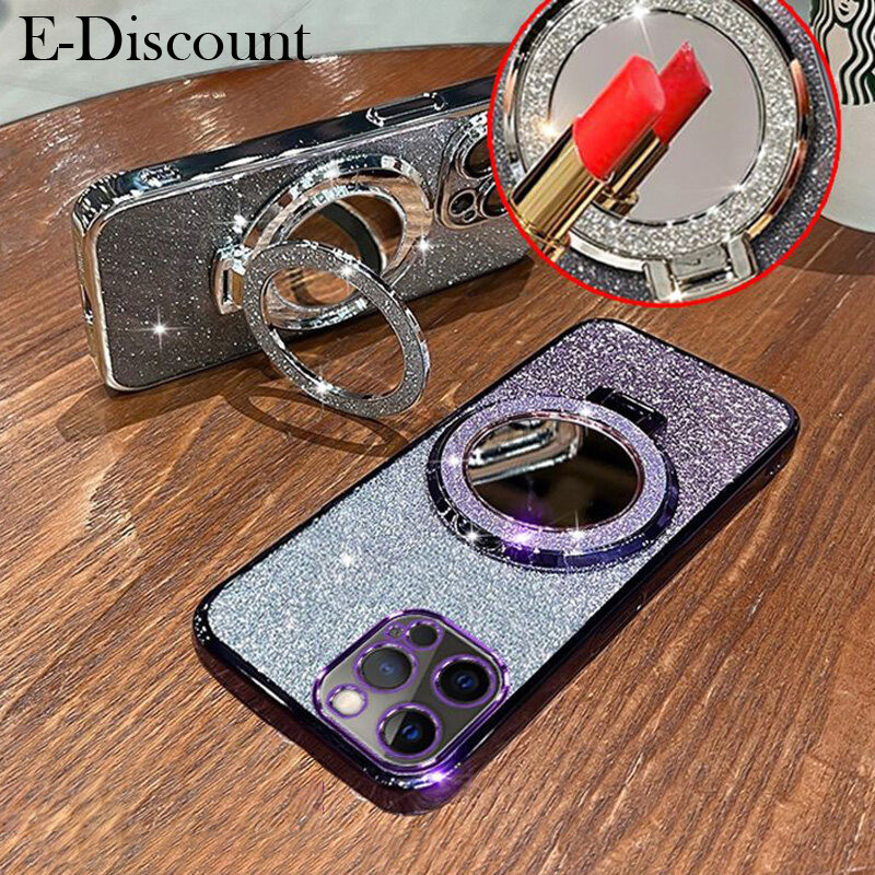 New Phone case infinix Note50 Pro Back cover with Makeup Mirror Holder Stand Luxury Shiny Gradient Plating Glitter Slim For infinix Note 50 Pro + case.