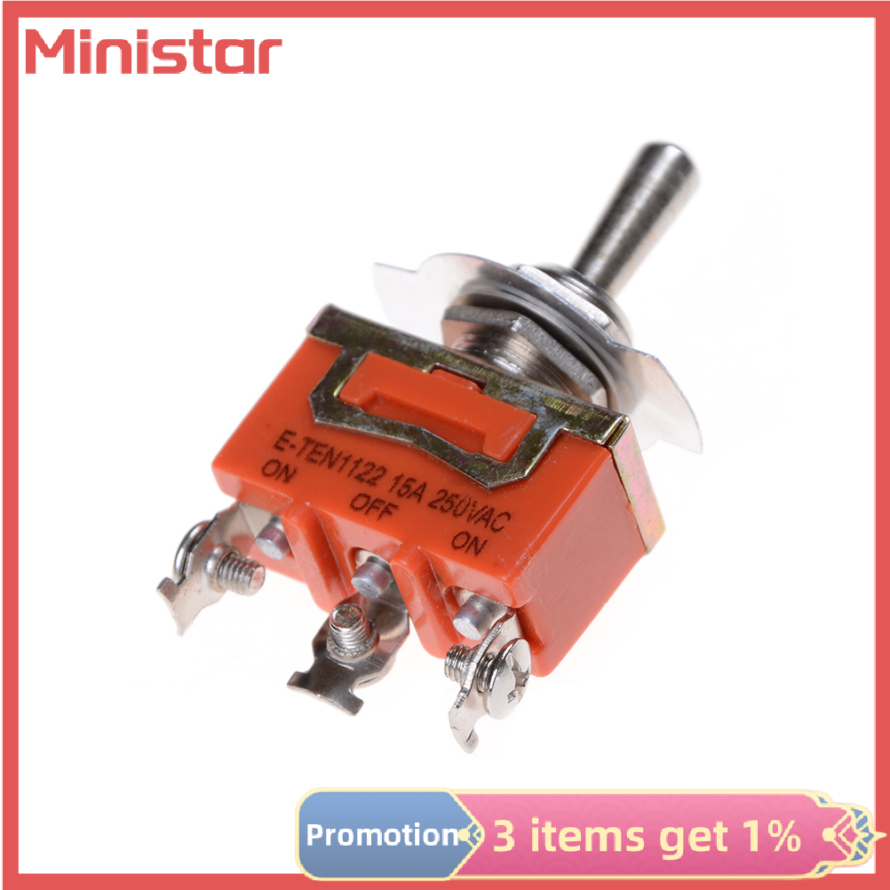 Ministar 3 Terminals Orange SPDT Locking Toggle Switch 250V 15A ON-OFF-ON