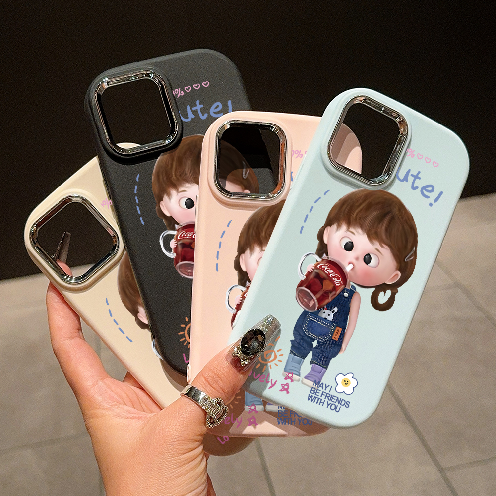 UCUC%20for%20OPPO%20A59%20F1S%20Back%20Cover%20The%20little%20Girl%20Drinks%20Cola%20Luxury%20Plating%20Lens%20Soft%20Candy%20Phone%20Case%20-%20Image%204