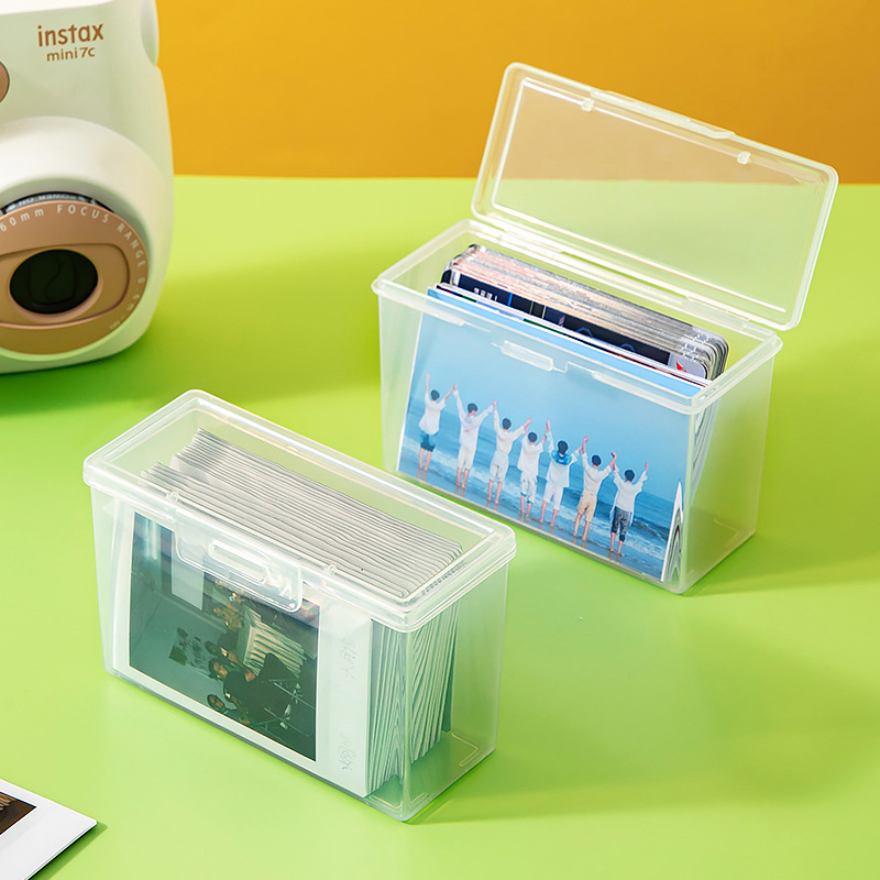 Ditur Transparent Plastic Storage Box Photocards Small Card Collection Organizer Storage Box Desk Organizer Stationery Box