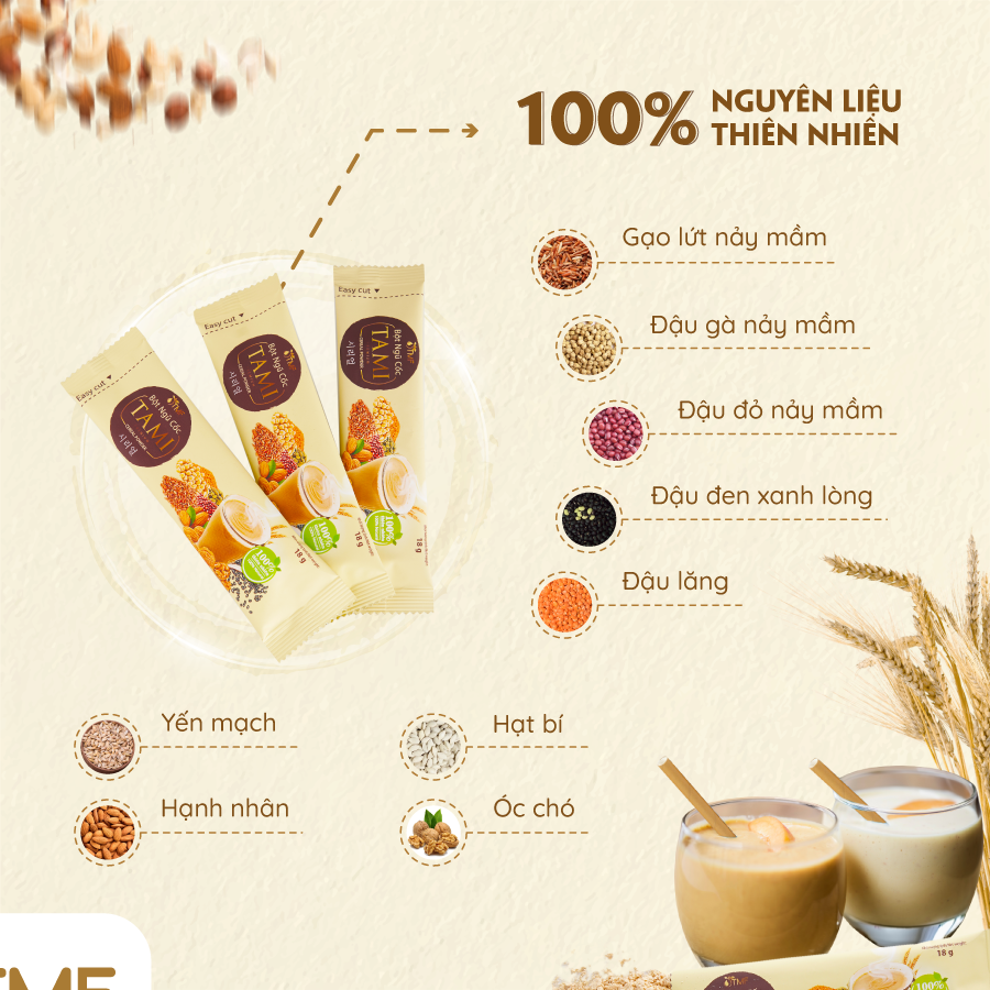 Bột Ngũ Cốc TAMI 900gr có đường