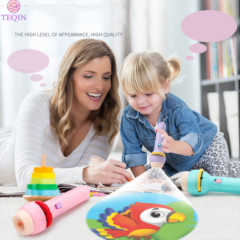 TEQIN IN stock Cognitive Projector Flashlight 56 Kinds Animal Pattern Projection Luminous Education Toys