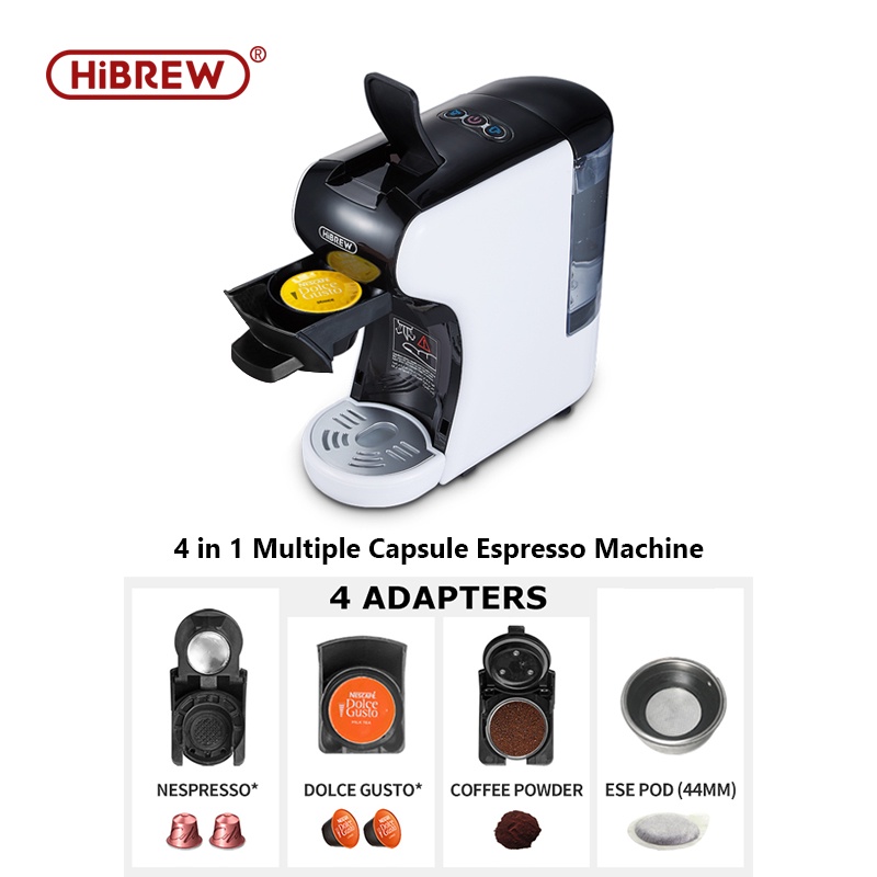 Compact Coffee Maker for Single Pods, HiBREW 5-in-1 Espresso Machine for  K-cup*/Nes* Original/DG*/ESE Pod/Espresso Powder Compatible, Cold/Hot Mode