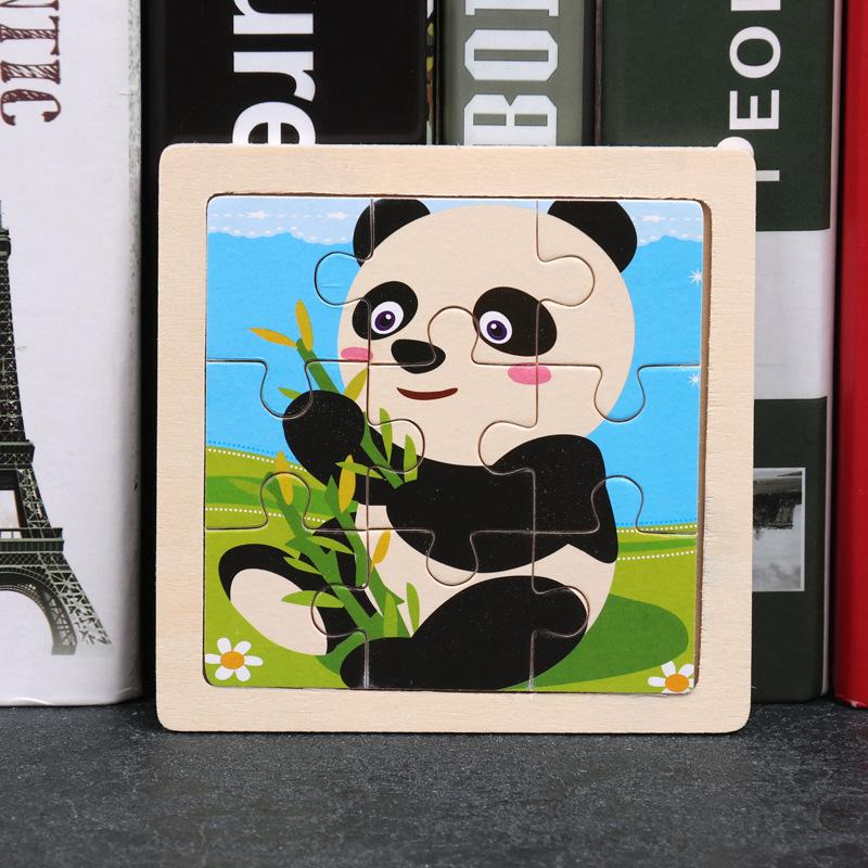 11x11 mini size 9 pieces wooden puzzle game easel for kids