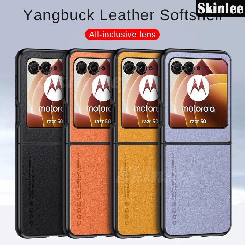 Phone case For Motorola Moto Razr 50 Back cover Luxury Environmentally Leather Back cover Soft Rubber Frame Anti-knock cover For Motorola Moto Razr 50 Ultra Cover cases
