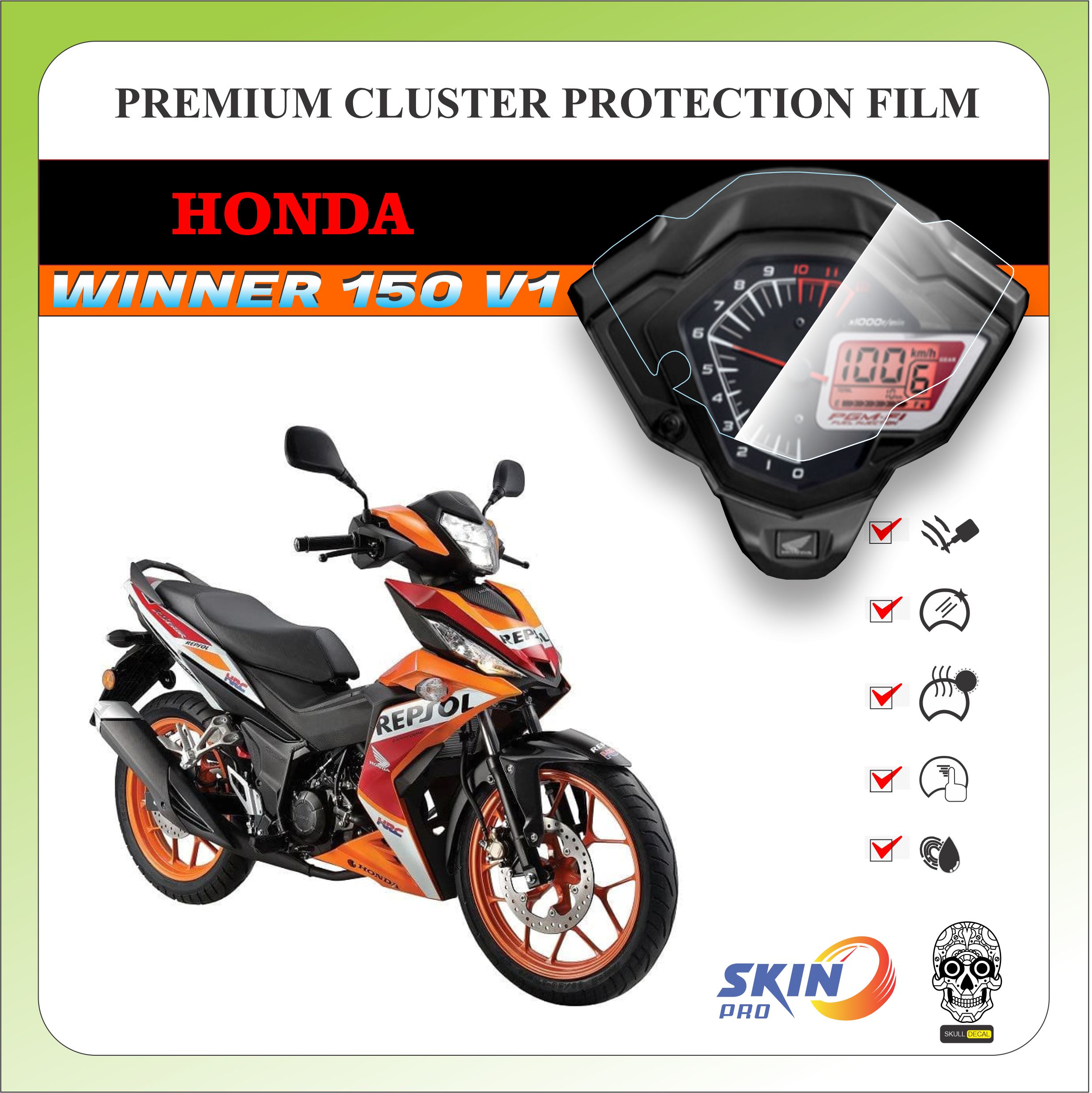 Miếng dán PPF bảo vệ mặt đồng hồ WINNER 150 V1 - Chất liệu PPF CAO CẤP - XƯỚC TỰ PHỤC HỒI