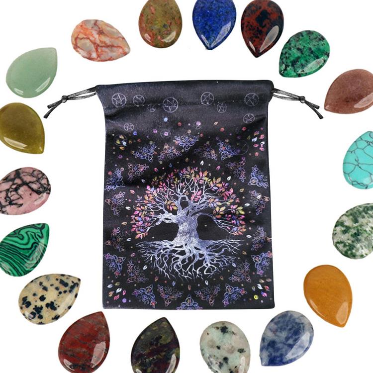 Túi đựng lá bài tarot 5.12x7.09in pha mặt trăng đời sống cây in hình hộp đựng lá bài tarot flannel túi lưu trữ bộ bài tarot cho phụ kiện tarot bộ bài oracle xúc xắc đá quý runes boosted