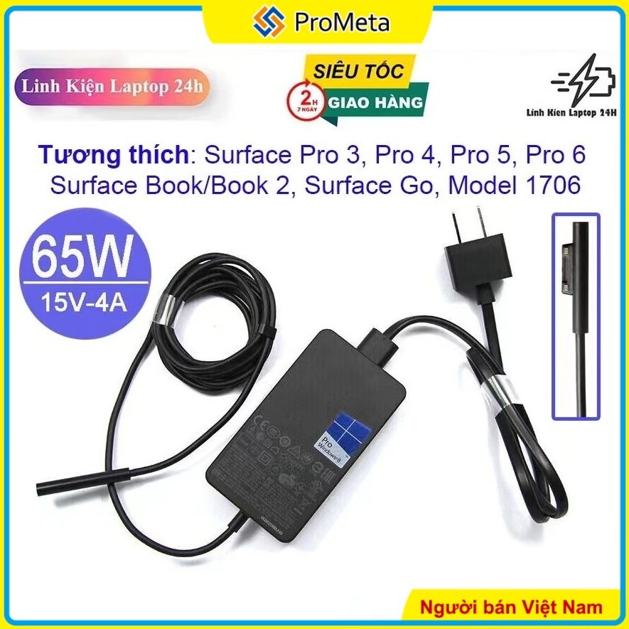 65w 15v 4a adapter 44w 2.58a bộ sạc cho microsoft surface laptop book surface pro x 9 8 7 6 5 4 3 go 2 /3 charger