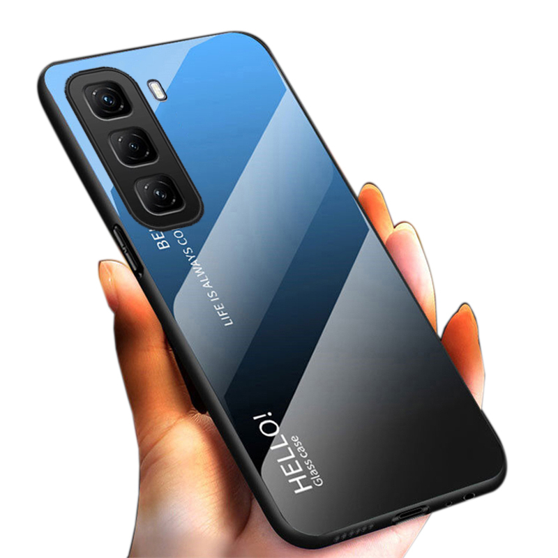 For infinix Hot 60 60i Phone Case Gradient 9H Tempered Glass Protector Colorful Soft Edge for Infinix Hot 60i Cover Casing HP.