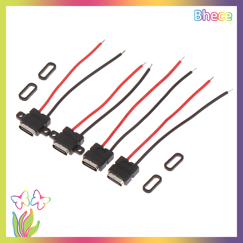 Bhece 1pcs USB Type C Waterproof Connector Welding Wire Female Socket Fast Charging Type-c Charging Interface Jack
