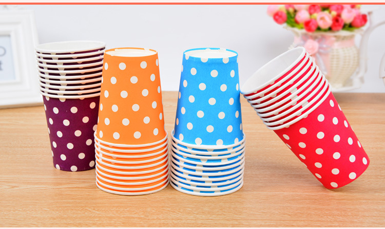 Set 10 cốc giấy chấm bi trang trí sinh nhật - dùng một lần (250ml)