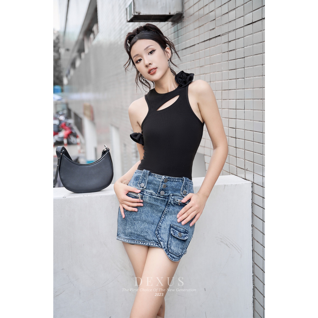 [Mã LAZXuhuong02 giảm 25K /199K] Dexus Chân Váy Bò Ngắn Túi Chéo  _DXCV70062