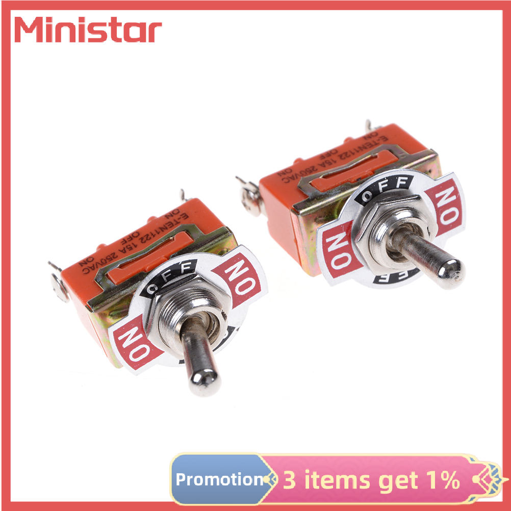 Ministar 3 Terminals Orange SPDT Locking Toggle Switch 250V 15A ON-OFF-ON