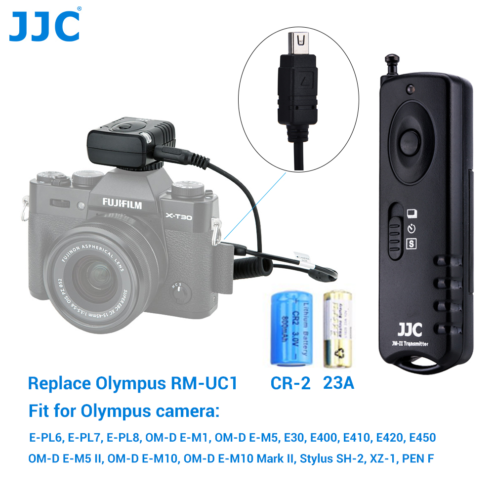 JJC RM-UC1 Radio Wireless Remote Control Shutter Release Control for Olympus Stylus SH-2, XZ-1, PEN F, OM-D E-M5 II, OM-D E-M10, OM-D E-M10 Mark II, E-PL6, E-PL7, E-PL8, OM-D E-M1, OM-D E-M5, E-P3, E-P5, E600, E620 Camera