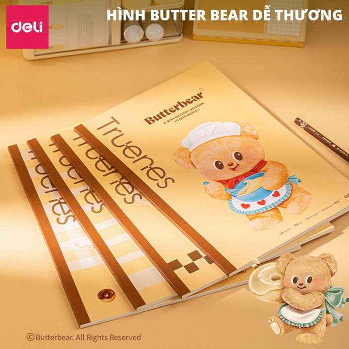 Vở Kẻ Ngang Deli BUTTER BEAR 80 Trang Vở Học Sinh Ghi Chép Đa Dạng Mẫu Mã Cấp 2 3 Đại Học Làm Quà Tặng Đồ Dùng Học Tập - Hình ảnh 3