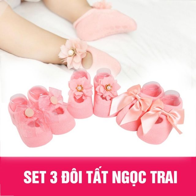 Tất len nơ, tất hài công chúa cho bé gái 0-12 tháng