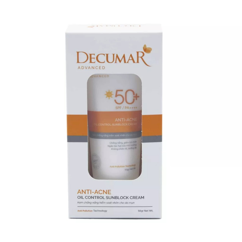 Kem chống nắng DECUMAR ADVANCED kiểm soát nhờn cho da mụn, ngừa mụn (Tuýt 50g)