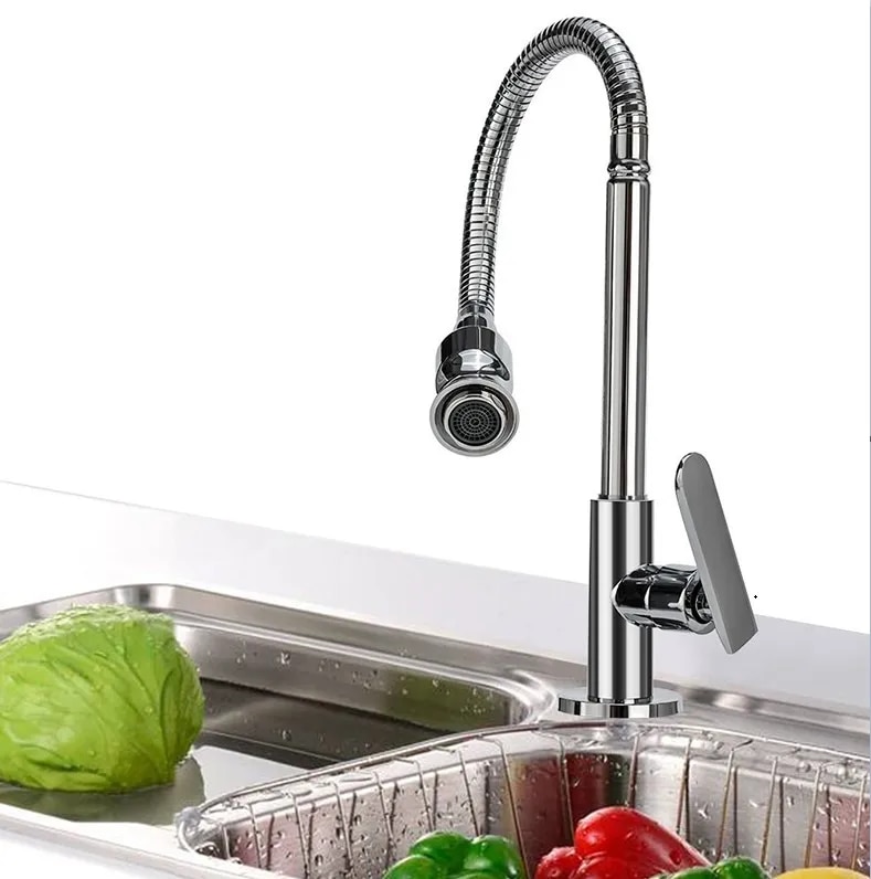 Solid Brass Kitchen Faucet Wall Mounted Chrome Kitchen Sink Faucet Kitchen Tap Single Cold Water Tap Torneira Cozinha De Parede Hot 2023