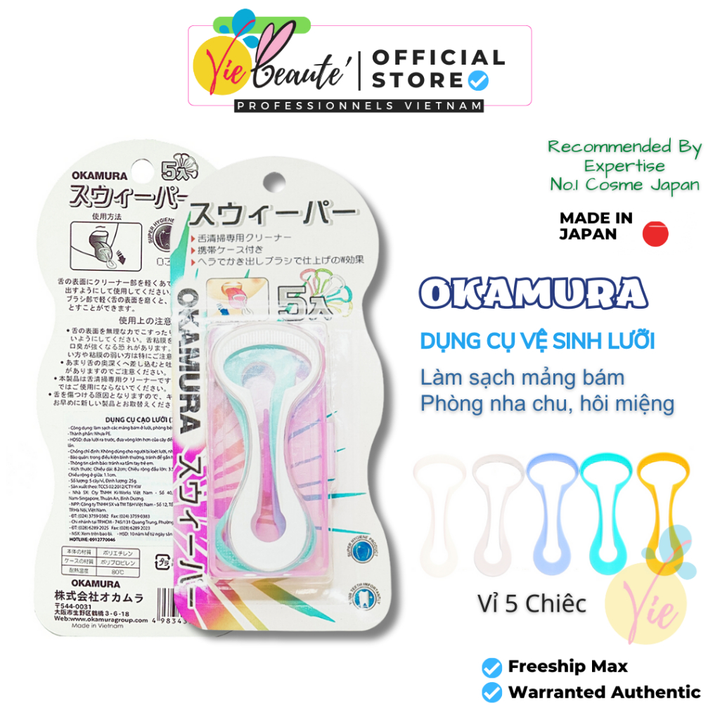 Dụng Cụ Cạo Lưỡi Okamura Nhật Bản (Vỉ 5 cái)