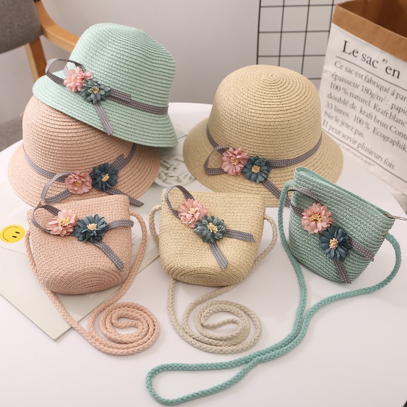 Bộ nón cói đeo chéo cho bé 2-5t