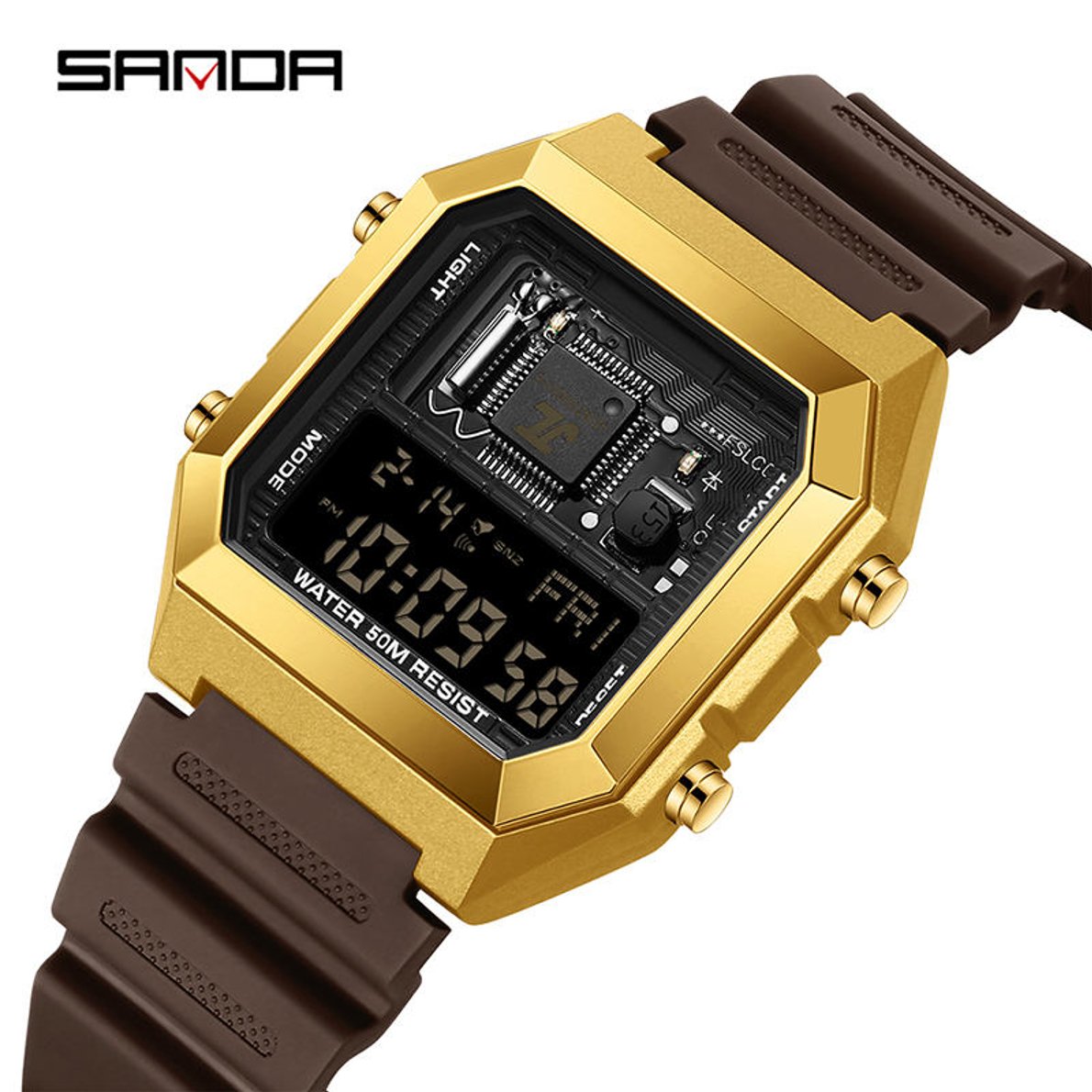 SANDA Youth Personality Electronic Components Cool Sports Waterproof Digital LED Men's Watch Gift Tiktok Same Style SD6216-5.