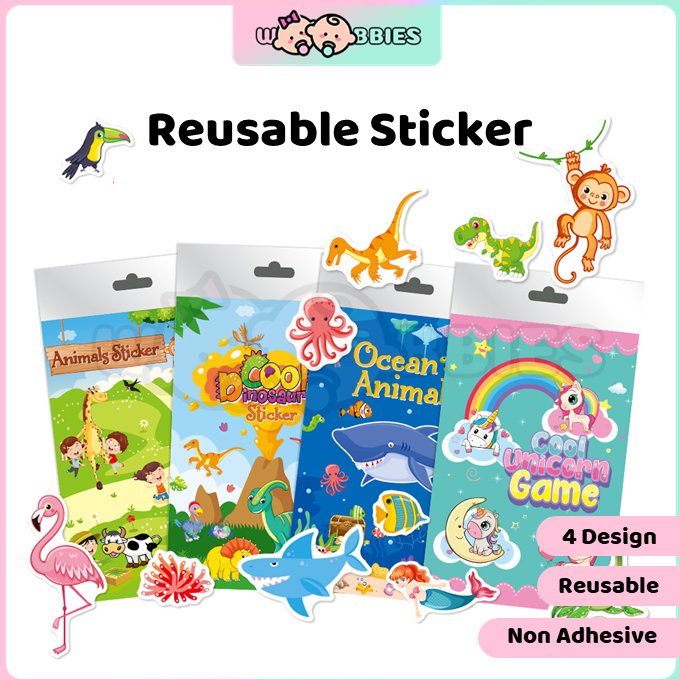 Reusable Sticker Books for Kids- My Body, Zoo, Vehicles, Space, Ocean  Animals Cute Static & Adhesive Stickers Book for Toddlers Age 2-4  Educational Toys Learning Books Birthday Gifts 