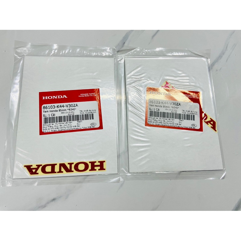Tem dán xe Vision chữ Honda màu Đỏ - nền trong suốt 85mm chính hãng Honda