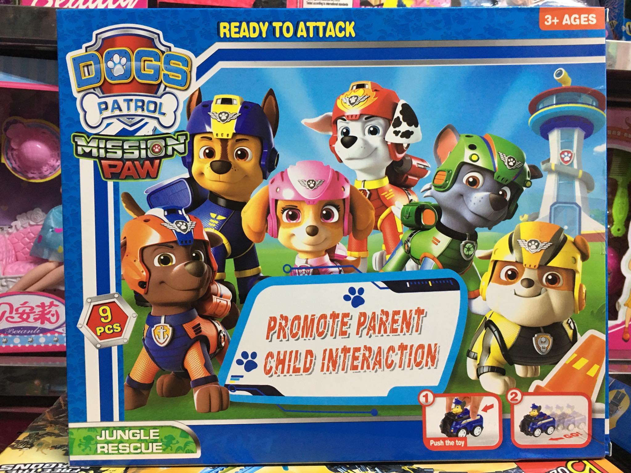 Jungle Rescue Bộ 9 xe đồ chơi đội chó cứu hộ chạy bằng đà A11 999