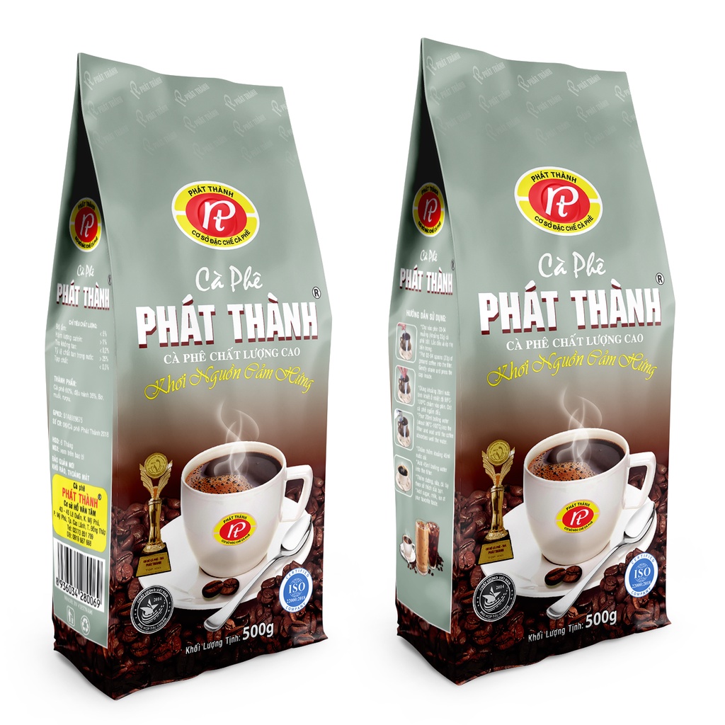 Cà phê xay sẵn truyền thống Phát Thành PT01 - CHUYÊN PHA PHIN - Đắng nhẹ hậu vị ngọt - Gói 500g