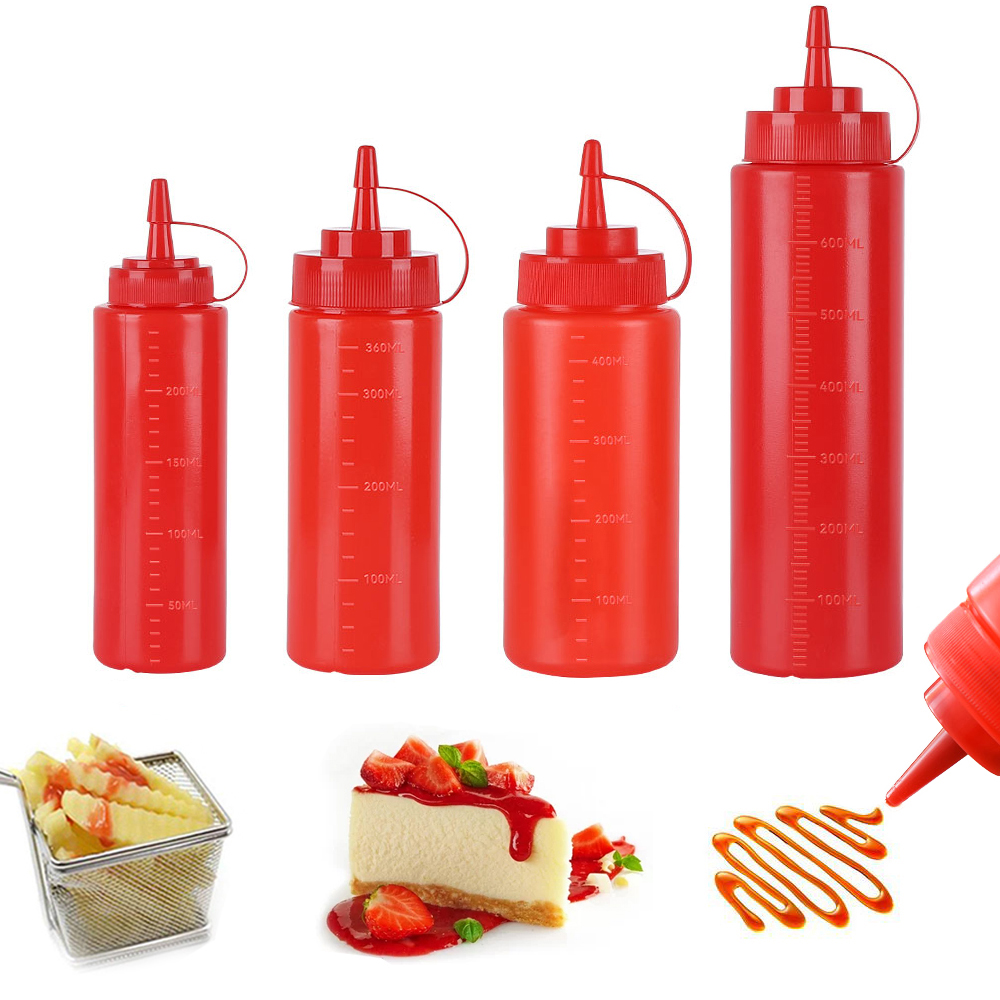3 Pack Plastic Squeeze Bottles 8 oz Condiment Squeeze Bottle Multipurpose Squirt Bottles for Ketchup Oil Jam BBQ Sauce Dressing Grilling Crafts Syrup Dispensers