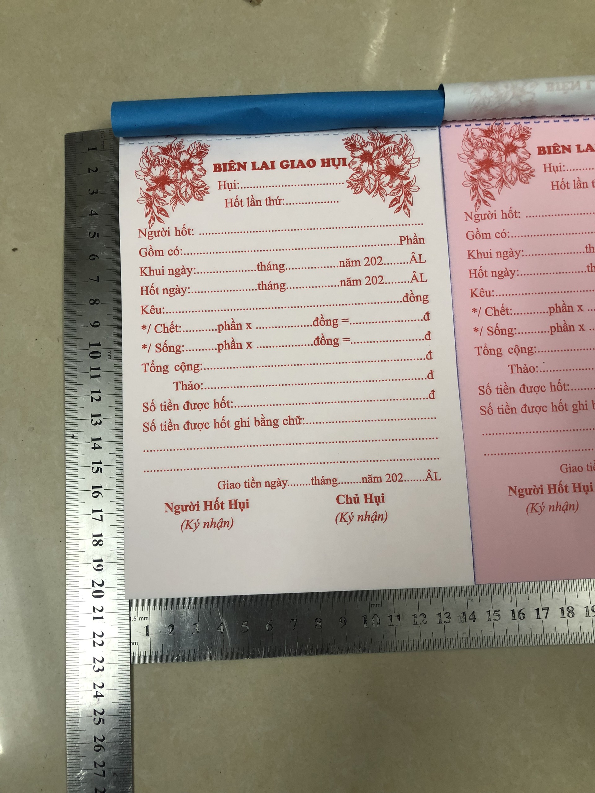 Biên Lai Giao Hụi 2 liên A5 (Không in chữ AL)